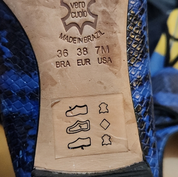 Anthropologie Blue Snake‎ Print Mules - Picture 5 of 5